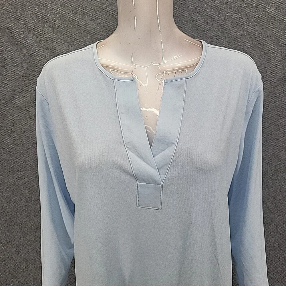 Banana Republic Womens Trendy Dressy Blouse Top Large Size Blue 3/4 Sleeves Top